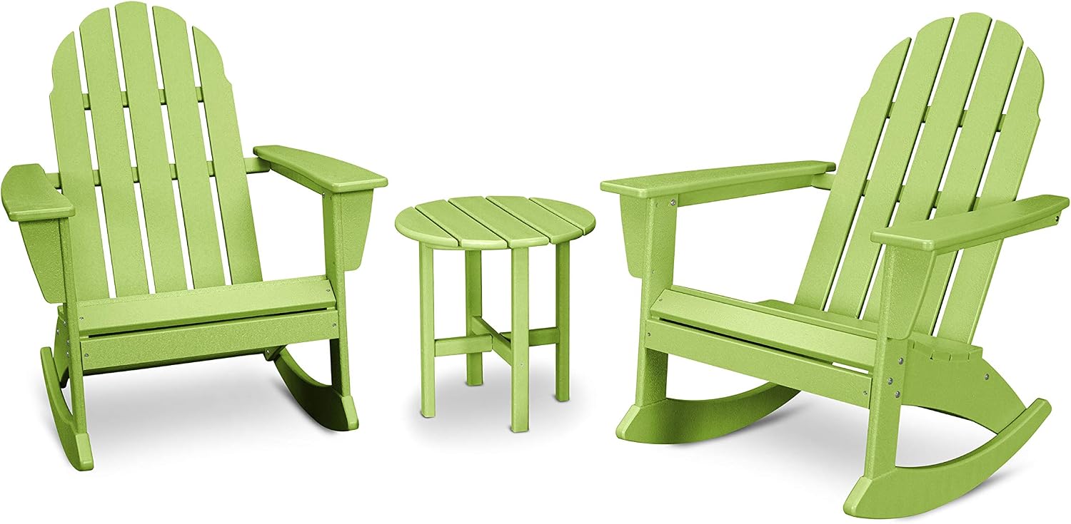 POLYWOOD Vineyard 3-Piece Adirondack Rocking Chair Set with Side Table