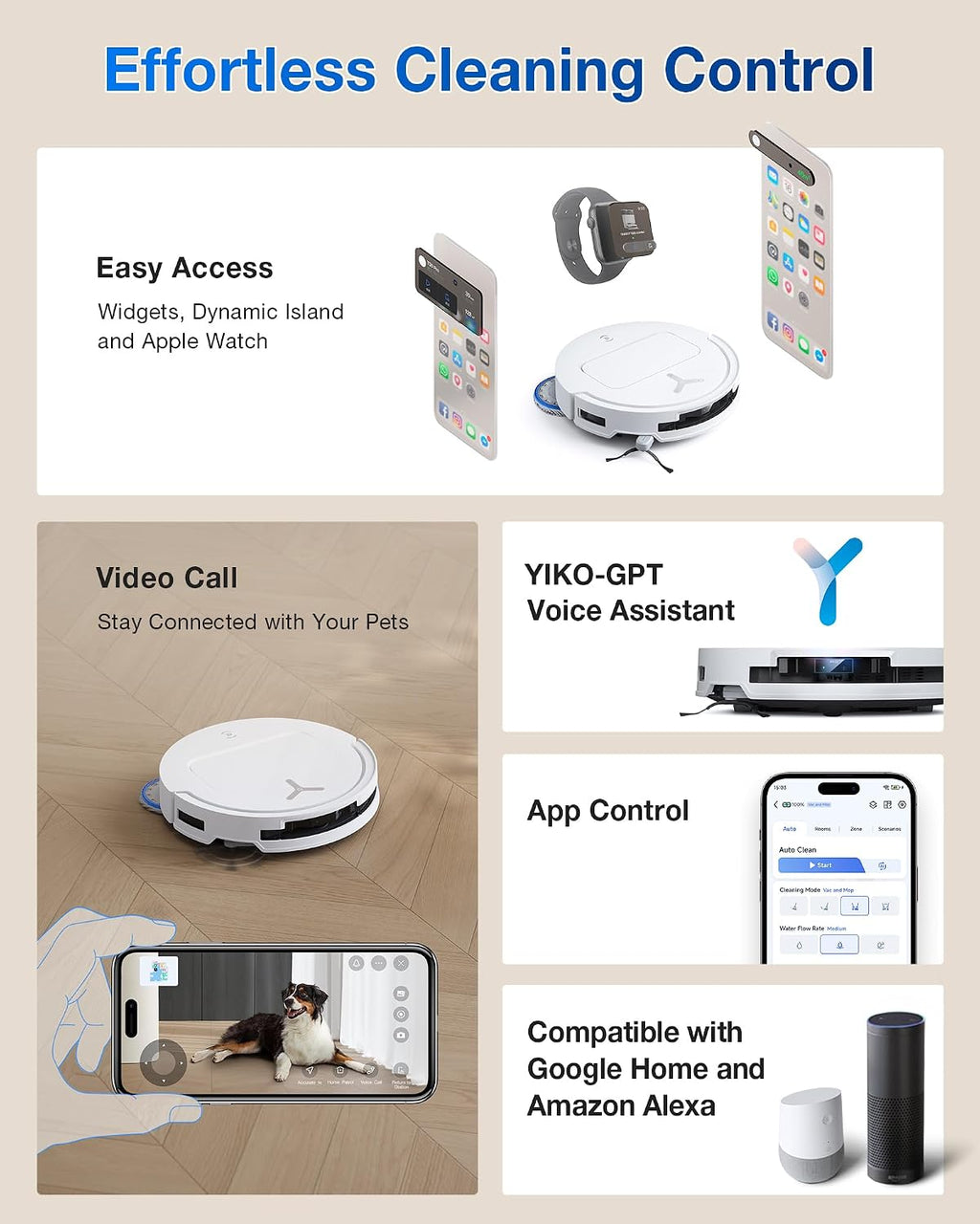 ECOVACS DEEBOT T50 PRO Omni Robot Vacuum and Mop, 3.19' Ultra-Slim, 15,000Pa Suction, ZeroTangle 2.0, TruEdge Edge Cleaning, AIVI 3D Obstacle Avoidance, Auto Mop Wash & Dry, Self-Emptying,White