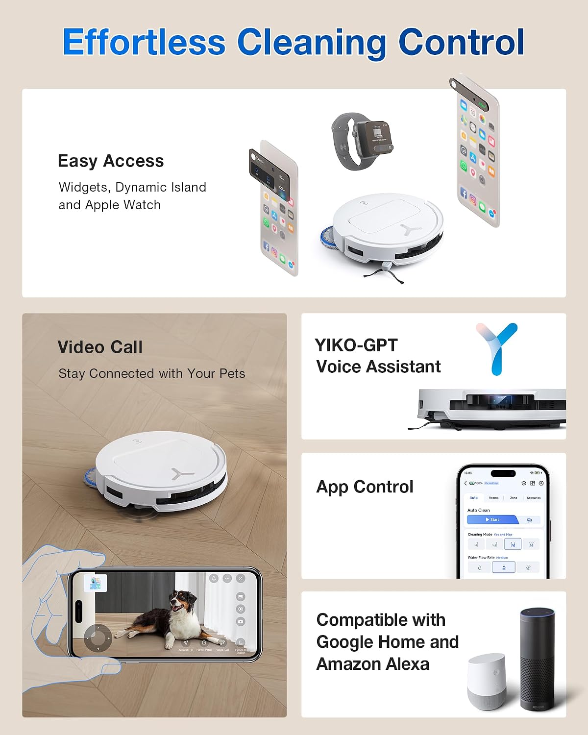 ECOVACS DEEBOT T50 PRO Omni Robot Vacuum and Mop, 3.19' Ultra-Slim, 15,000Pa Suction, ZeroTangle 2.0, TruEdge Edge Cleaning, AIVI 3D Obstacle Avoidance, Auto Mop Wash & Dry, Self-Emptying,White