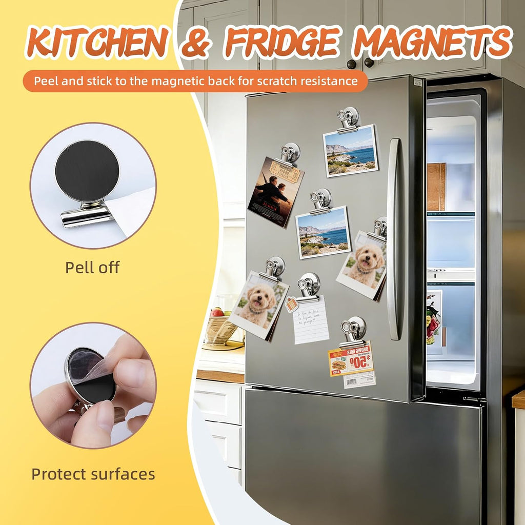 VNDUEEY 500 Pack Fridge Magnets Refrigerator Magnets, Strong Magnetic Clips Heavy Duty, Magnet Clips for Whiteboard, Magnets for Fridge Locker Office Accessories (Silver)