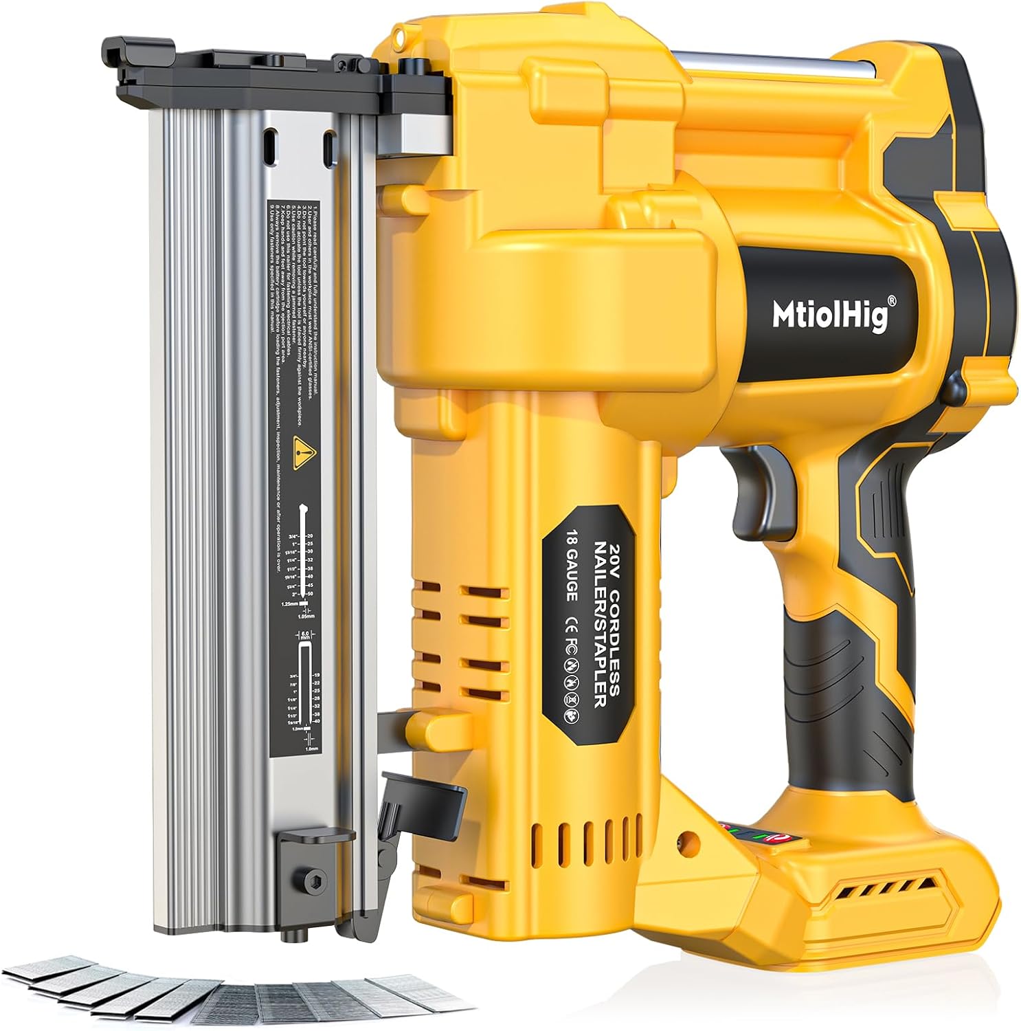 Cordless 2' Brad Nailer Compatible with Dewalt 20V Battery (No Battery), 2-in-1 Electric Nail Gun/Staple Gun, 18 Gauge Nail Gun Battery Powered with 1000 Nails for Wood Carpentry, 7.2LB