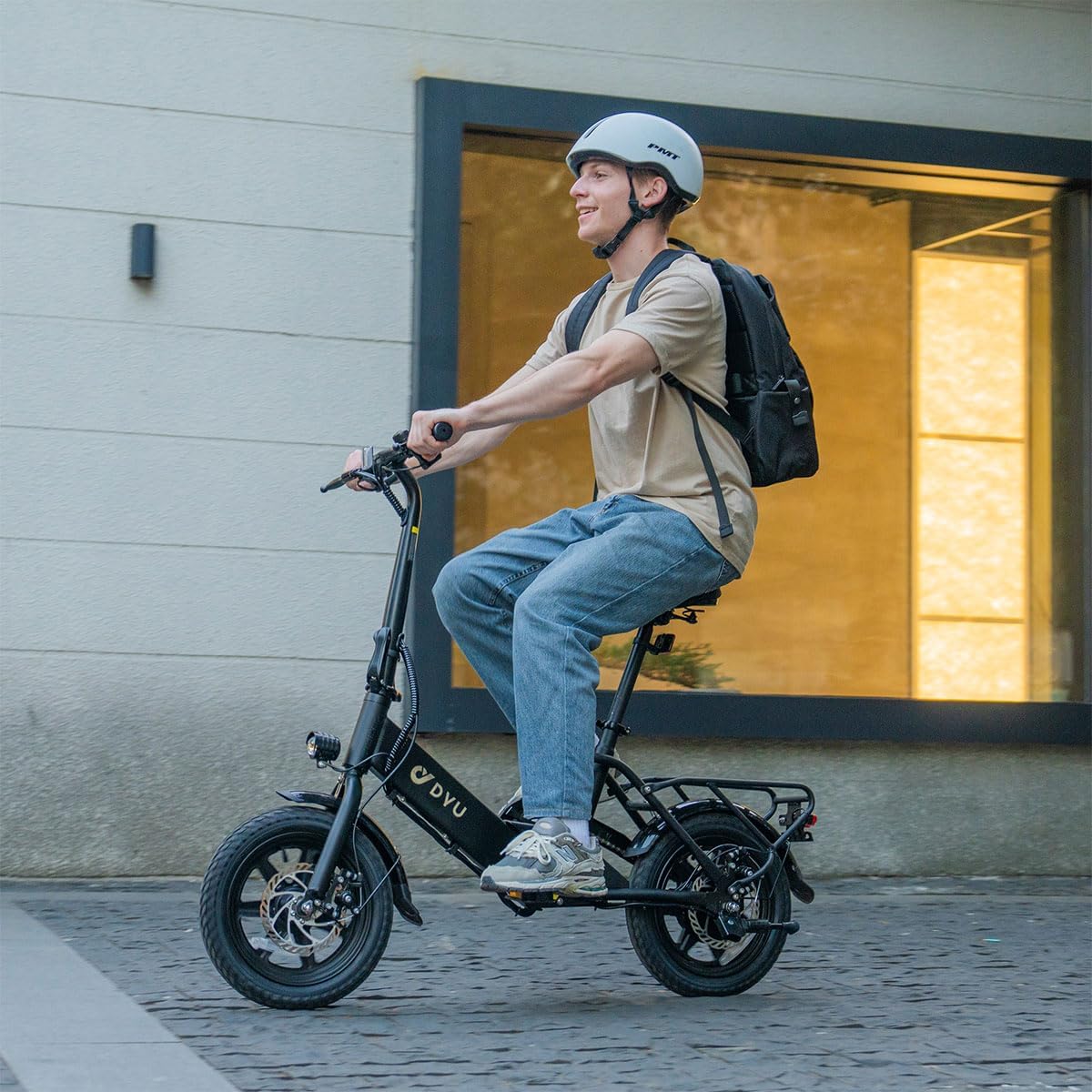 DYU Electric Bike for Adults Teens, Folding Electric Bicycle,Commuter City E-Bike with 350W Motor and 36V 7.8Ah Battery,3 Levels Assist, Dual Disc Brakes