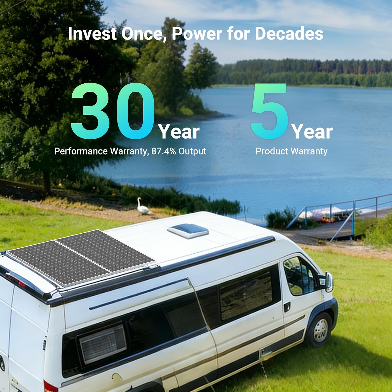 HQST N-Type 16BB 200 Watt Solar Panel, Compact & Lightweight Solar Panels with 30 Years Lifespan, up to 25.4% Efficiency, Grade A+ Cell, IP65 for RV, Van, Trailer, Marine, Rooftop, Farm, Off Grid-2Pcs