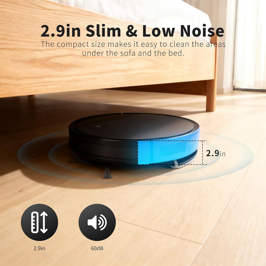 Livvi Robot Vacuum and Mop Combo - 3500pa 2 in 1 Robot Vacuum with WiFi/App/Voice, 120 min Runtime, Super Thin, Quiet, Self-Charging, for Hard Floors (G100)