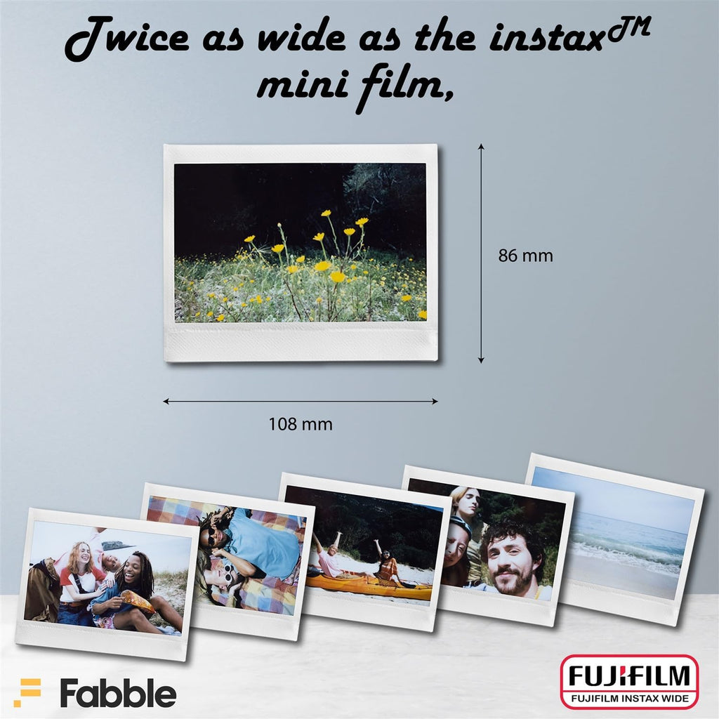 Fujifilm Instax Wide 400 Instant Film Camera (Sage Green) Bundle with Instax Wide Instant Film (40 Sheets), with Accessories Including Protective Carrying Case