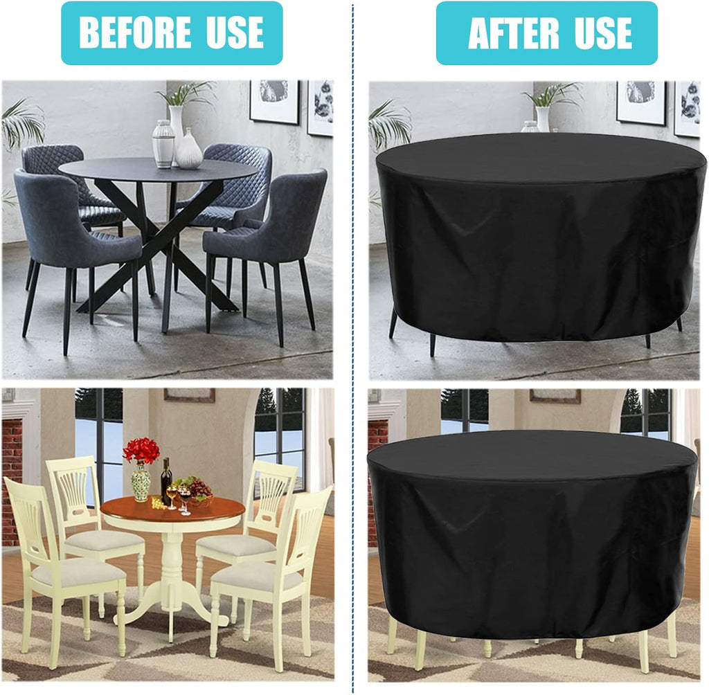 Waterproof Patio Sofa Cover 126' D x 39' H, Extra Large Outdoor Furniture Set Covers, Outdoor Garden Table Set Cover, Round Patio Dining Table and Chairs Set Cover (320x100cm)