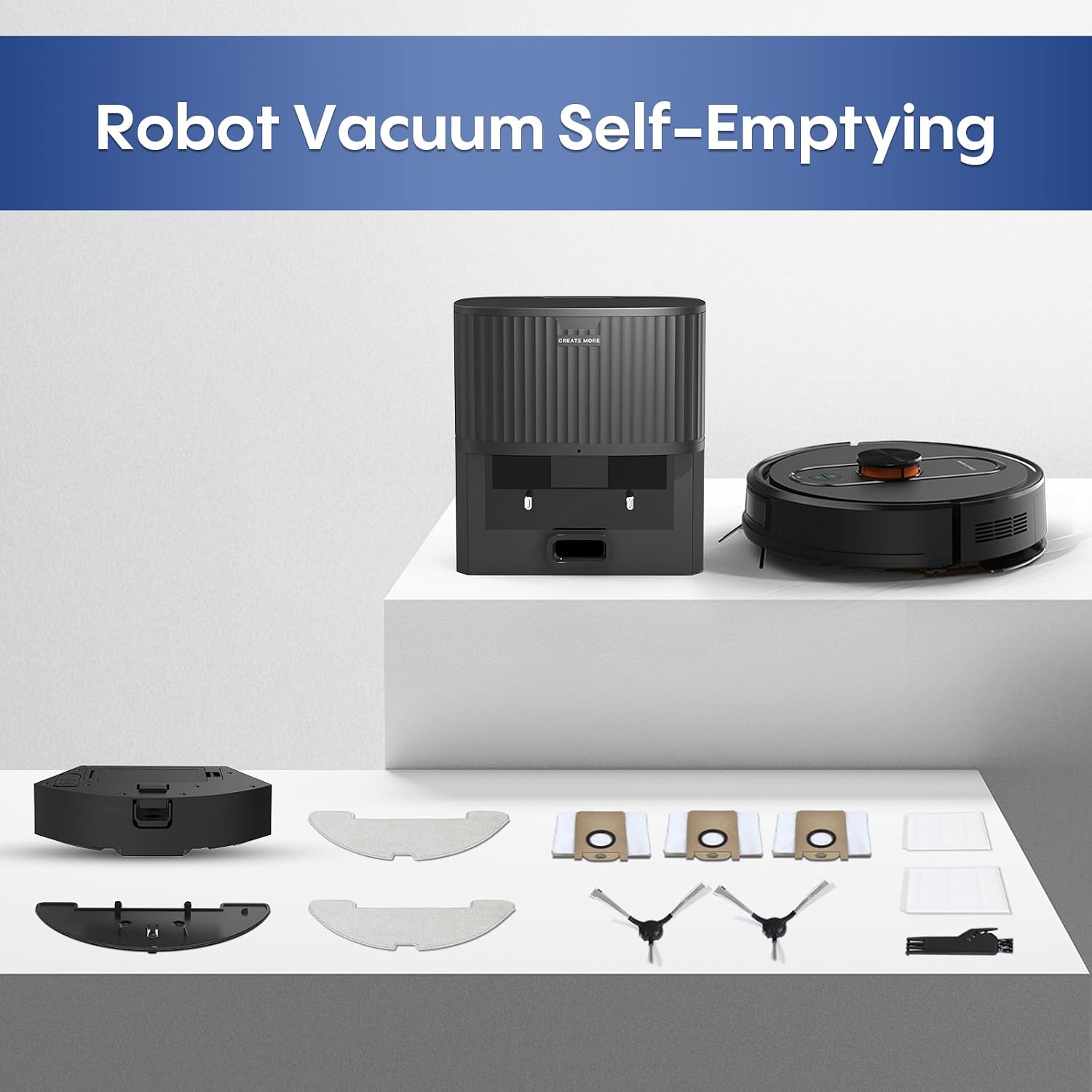 Robot Vacuum and Mop with Self-Emptying, Robotic Vacuum with 90-Day Hands-Free, Mapping, 5000Pa, LiDAR Navigation, Cleaning, Wi-Fi/App/Alexa Control, No-Go Zones,Ideal for Pet, Hard Floors, Carpet