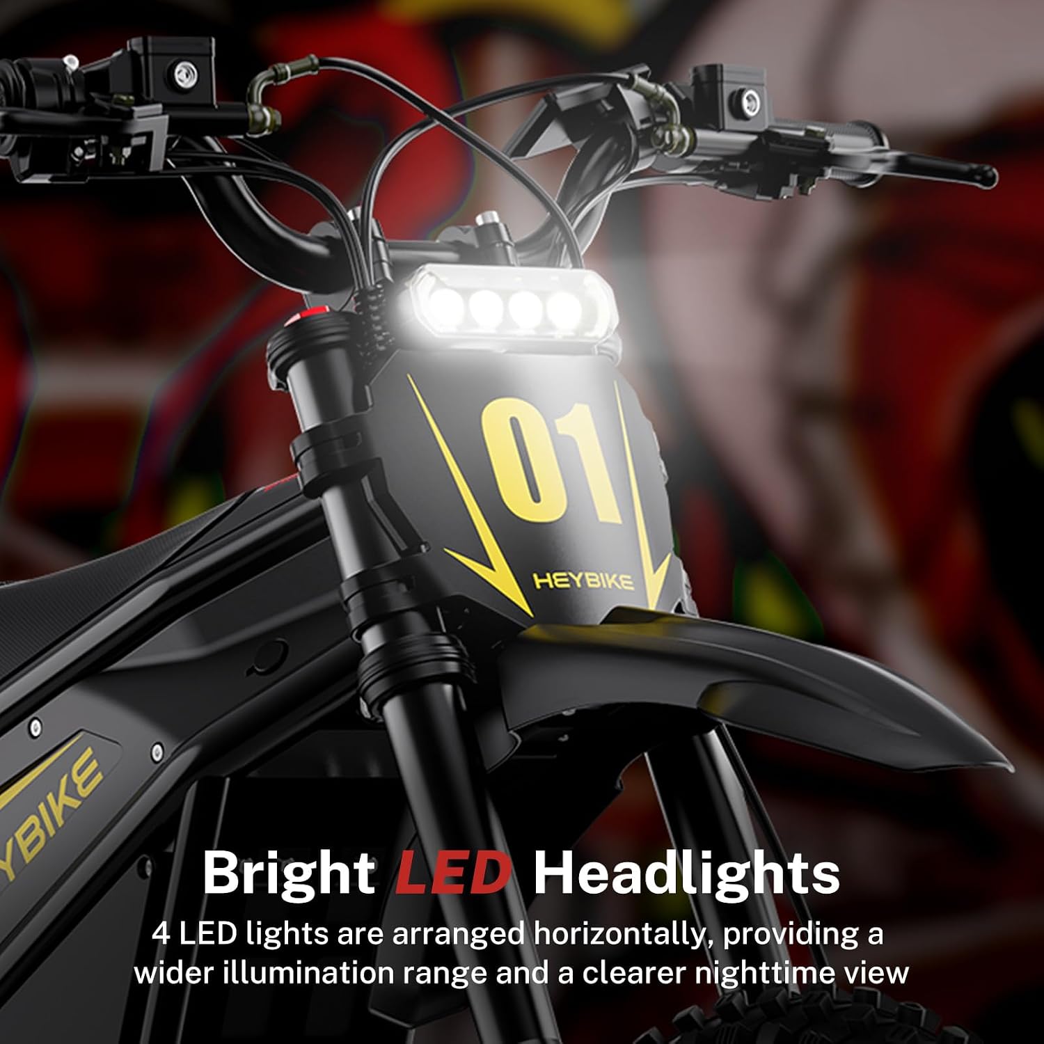 Heybike Villain Electric Dirt Bike with 4160W Motor 1352WH Battery, Up to 45 MPH, 50 Miles Range, 14'/12' Fat Tire Electric Bike with Hydraulic Brakes&Dual Suspension, Off-Road E-Bike