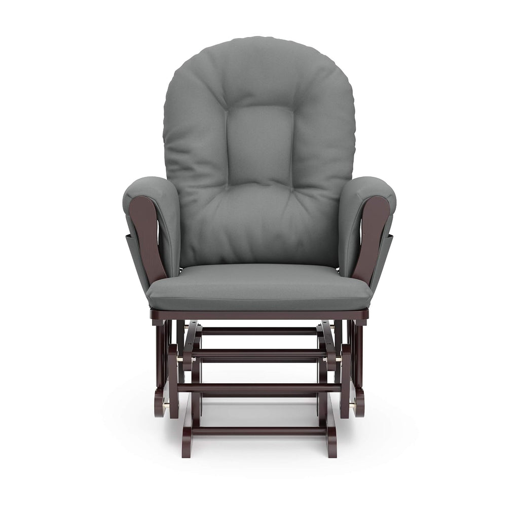 Storkcraft Premium Hoop Glider & Ottoman (Espresso/Gray) — GREENGUARD Gold Certified Nursery Glider, Solid Wood Craftsmanship, Smooth-Gliding Nursery Chair and Ottoman, Award-Winning