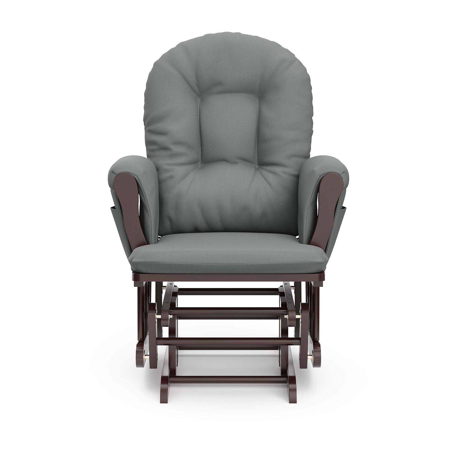 Storkcraft Premium Hoop Glider & Ottoman (Espresso/Gray) — GREENGUARD Gold Certified Nursery Glider, Solid Wood Craftsmanship, Smooth-Gliding Nursery Chair and Ottoman, Award-Winning