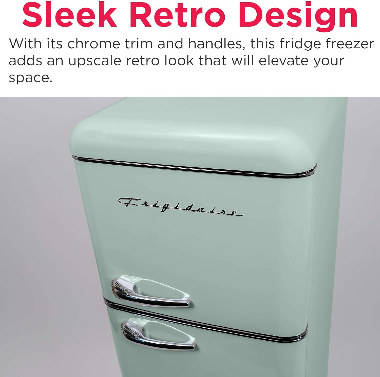 Frigidaire, 2 Door Apartment Size RETRO Refrigerator with Top Freezer, Chrome Handles, 7.5 cu ft, GREEN