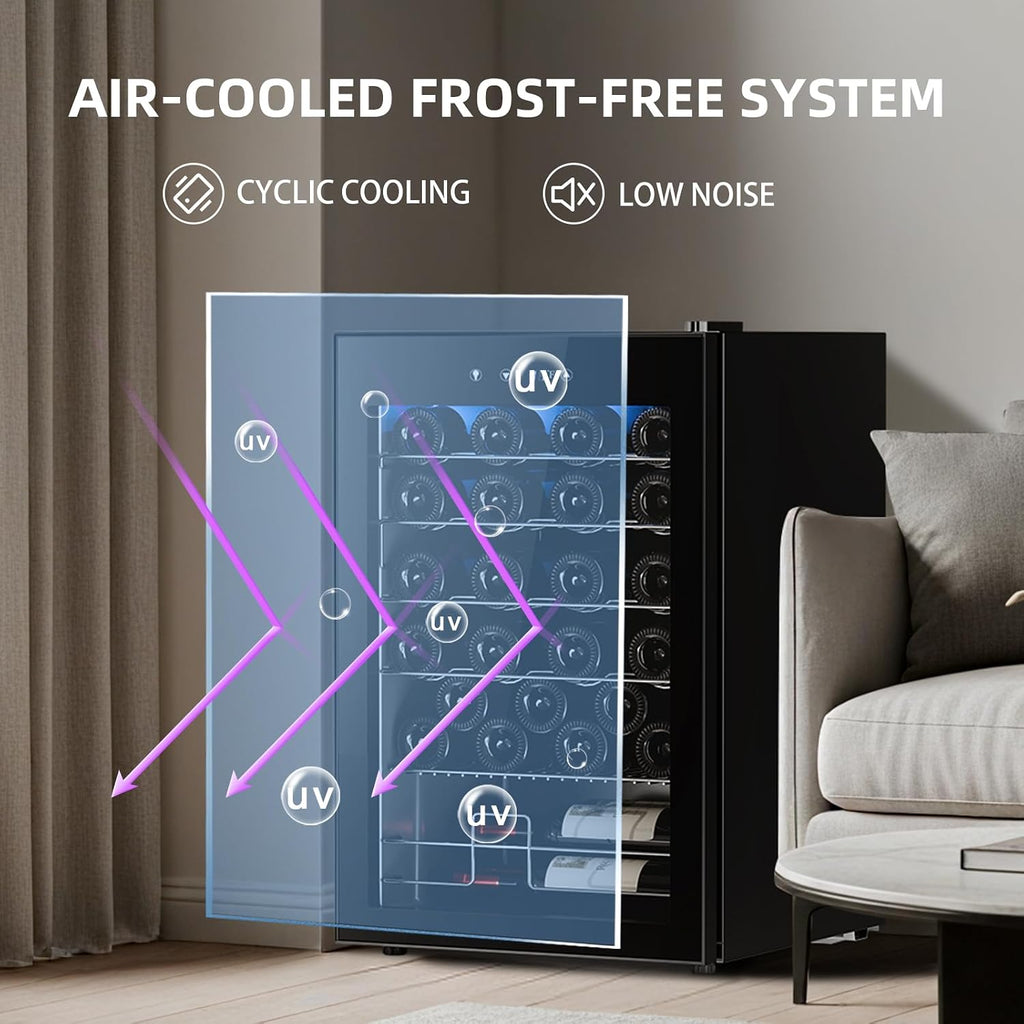 Antarctic Star Wine Fridge, Freestanding Wine Cooler Refrigerator with Adjust Temperature（32°F- 61°F）, 4.5 Cu.Ft Mini Fridge for home/bar/office, Black