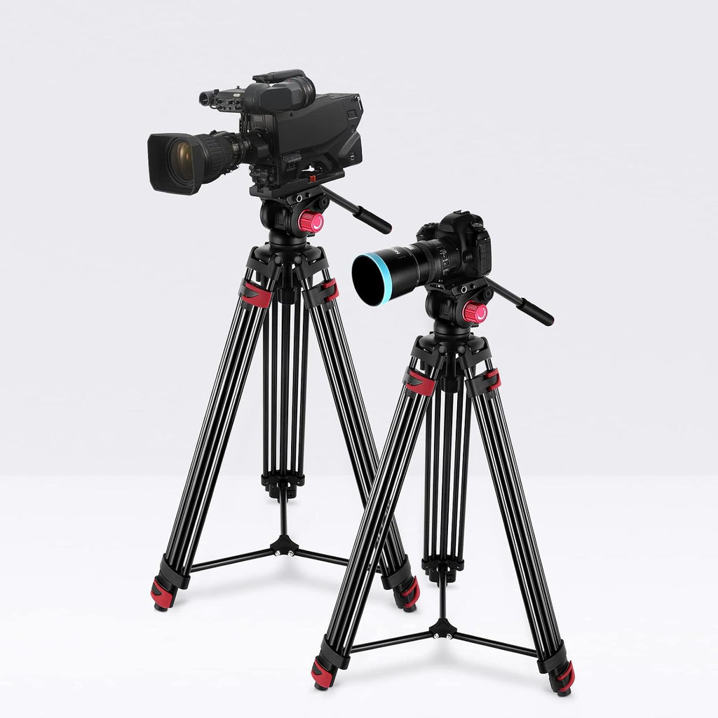 NEEWER 79'/200cm Video Tripod, Heavy Duty Aluminum Alloy Camera Tripod Stand with 360° Fluid Drag Head, QR Plate Compatible with Canon Nikon Sony and Other DSLR Camera Camcorder, Load Up to 17.6lb/8kg