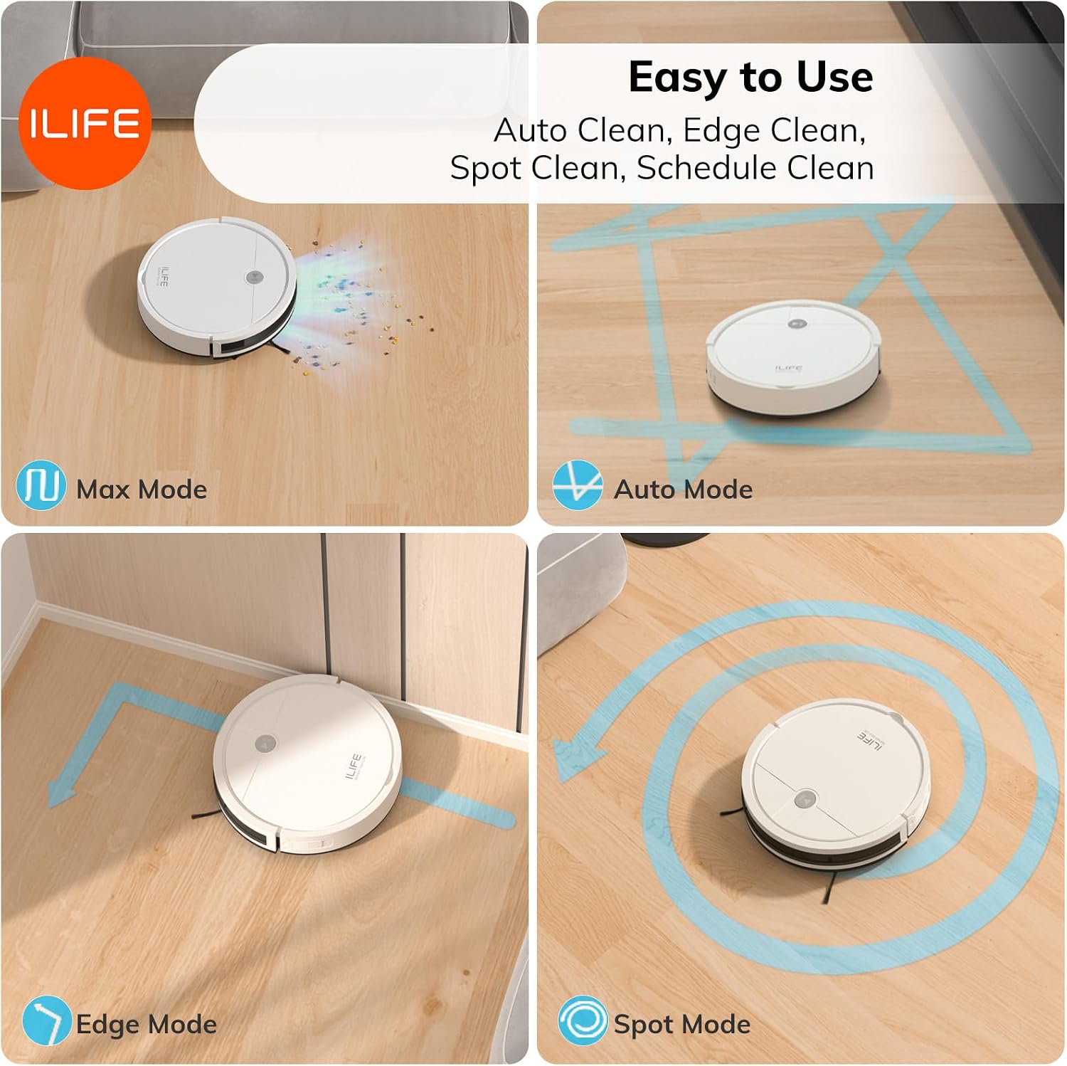 ILIFE X3 Robot Vacuum Cleaner, Tangle-Free 3000Pa Suction, 120 Min Runtime, Self-Charging Robotic Vacuum, 2.4GHz WiFi/App/Alexa Control, Slim, Quiet, Ideal for Pet Hair and Hard Floors