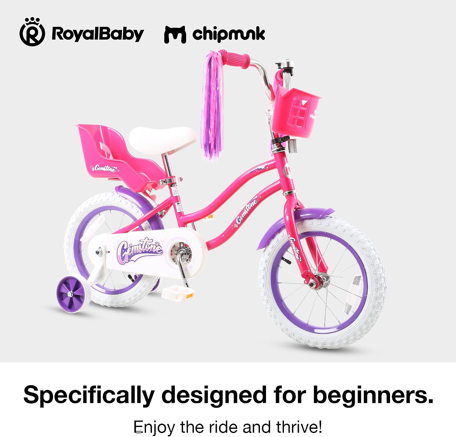 Chipmunk Kids Bike 12 14 16 18 Inch Bicycle with Training Wheels Beginners Boys Girls Ages 3-10 Years Multiple Colors