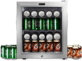 Whynter Beverage Refrigerator with Double-Layer Glass Door, 68-Can 1.6 Cu Ft Freestanding Drink Mini Fridge, BR-062WS, Stainless Steel
