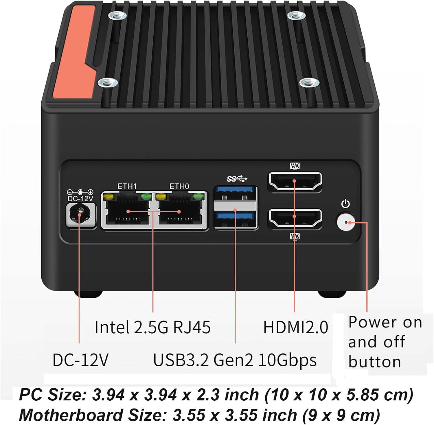 StoneStorm 4-Bay NAS Mini PC Dual 2.5GbE i226-v LAN Ports, N355 with DDR5 MAX 48GB, 4 M.2 NVMe 2280, Dual 4K Display, 2 USB3.2 10Gbps for Micro Firewall Router/Pocket Computer (Barebone)