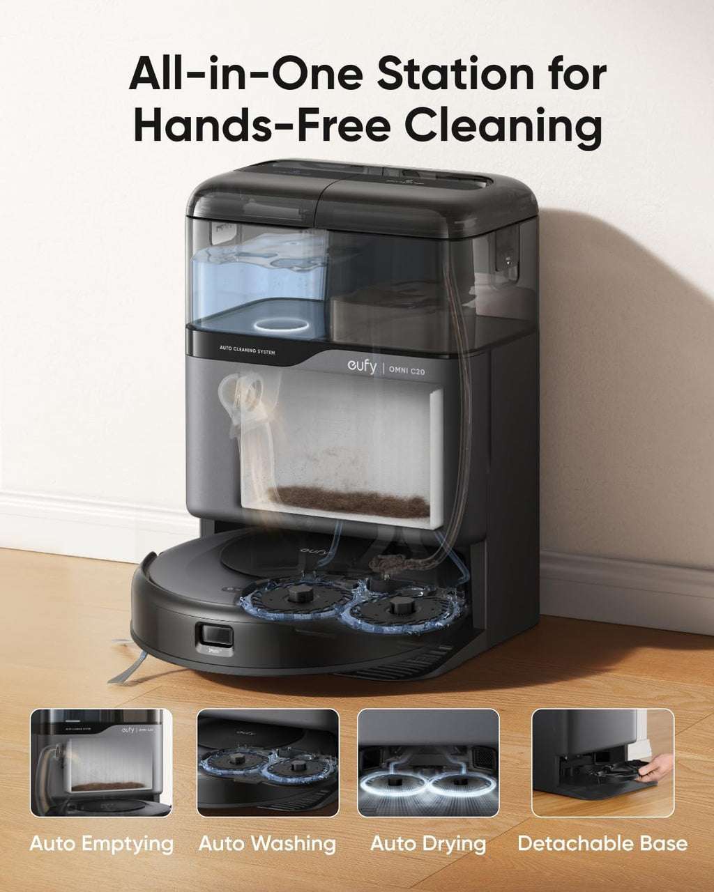 eufy Robot Vacuum Omni C20, Robot Vacuum and Mop Combo + Official RoboVac Hard Floor Cleaning Solution