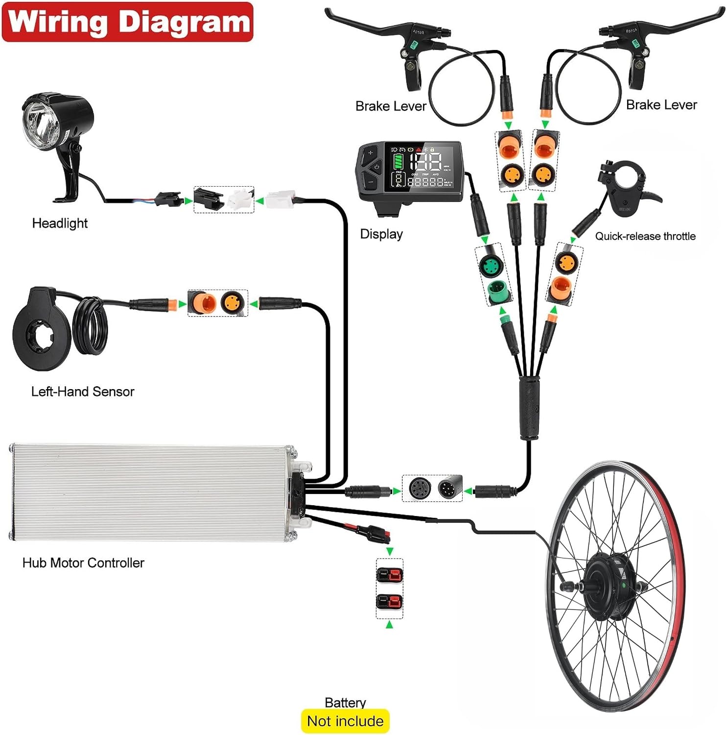 BAFANG 48V500W Electric Motor Kit, Rear/Front Drive Wheel Kit for 20' 24' 26' 27.5' 700C Bicycles, Compatible with Rim & Disc Brakes (100mm/135mm Hub Spacing)