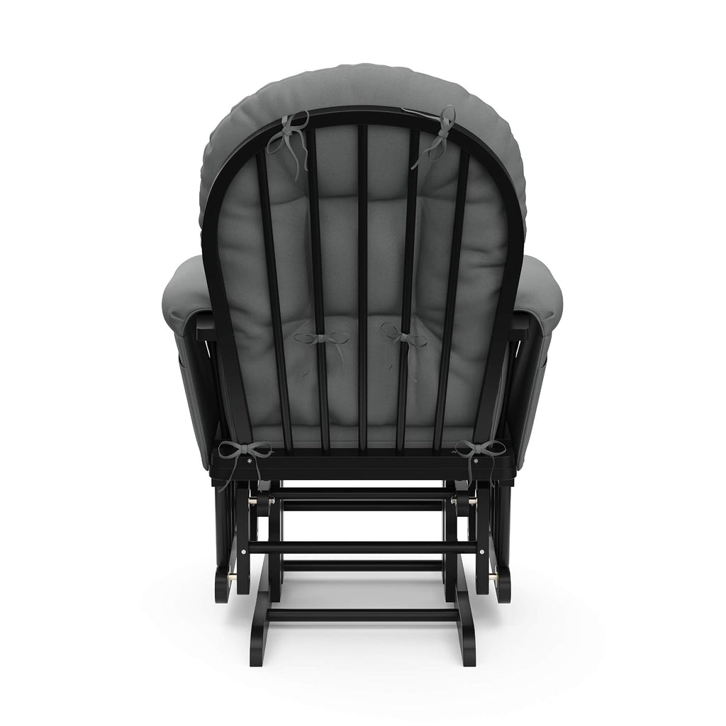 Storkcraft Premium Hoop Glider & Ottoman (Black with Gray) — GREENGUARD Gold Certified, Solid Wood Craftsmanship, Convenient Storage Pockets, Smooth-Gliding Chair for Nursery, Multi-Award-Winning