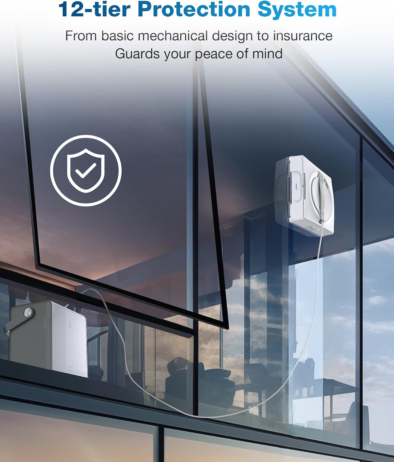 ECOVACS Winbot W2 Omni Portable Window Cleaning Robot, Intelligent Cleaning with Three-Nozzle Wide-Angle Spray Technology, Win SLAM 4.0 Path Planning, Deep Edge Cleaning, 5500Pa Suction Power