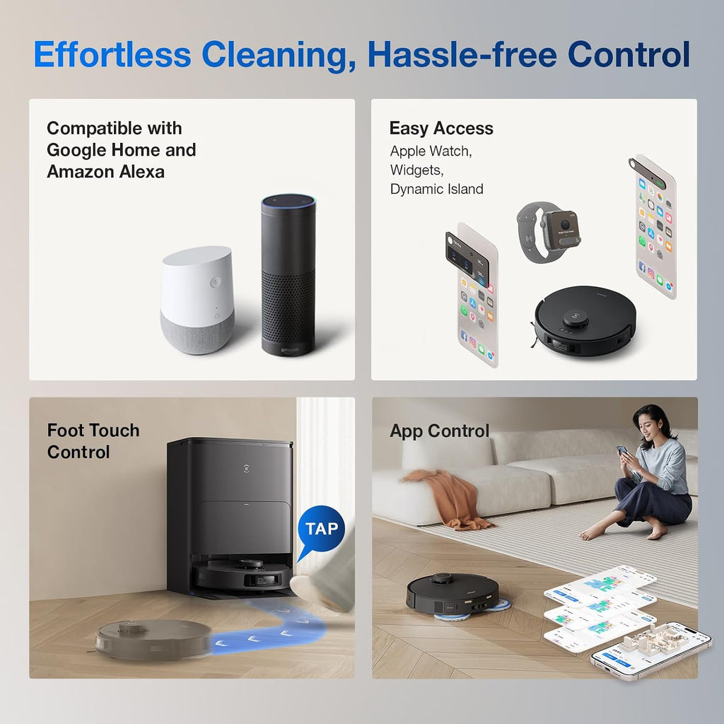 ECOVACS DEEBOT T30S AI Robot Vacuum and Mop, 11000Pa, TruEdge Adaptive Edge Mopping, ZeroTangle Technology, AI Obstacle Avoidance and Instant Re-Mop, Hot Water Washing, Self-Emptying & Refilling