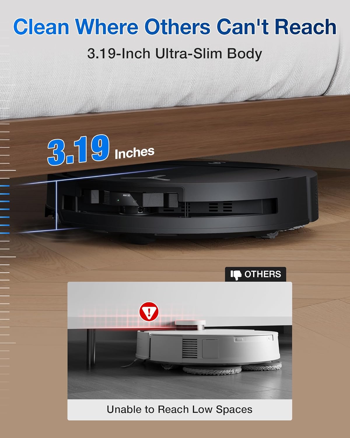 ECOVACS DEEBOT T50 Omni Robot Vacuum and Mop, 3.19' Ultra-Slim, 15,000Pa Suction, ZeroTangle 2.0, TruEdge Edge Cleaning, AIVI 3D Obstacle Avoidance, Auto Mop Wash & Dry, Self-Emptying