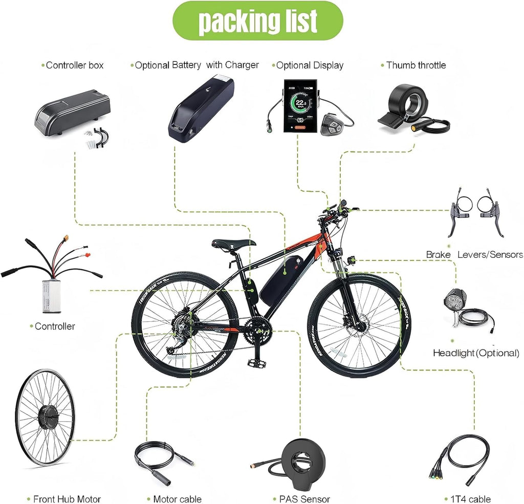 BAFANG G020 48V 500W Front Hub Motor Electric Bike Conversion Kit for 26'/700C Wheel Drive Engine with LCD Display &Optional Ebike Battery