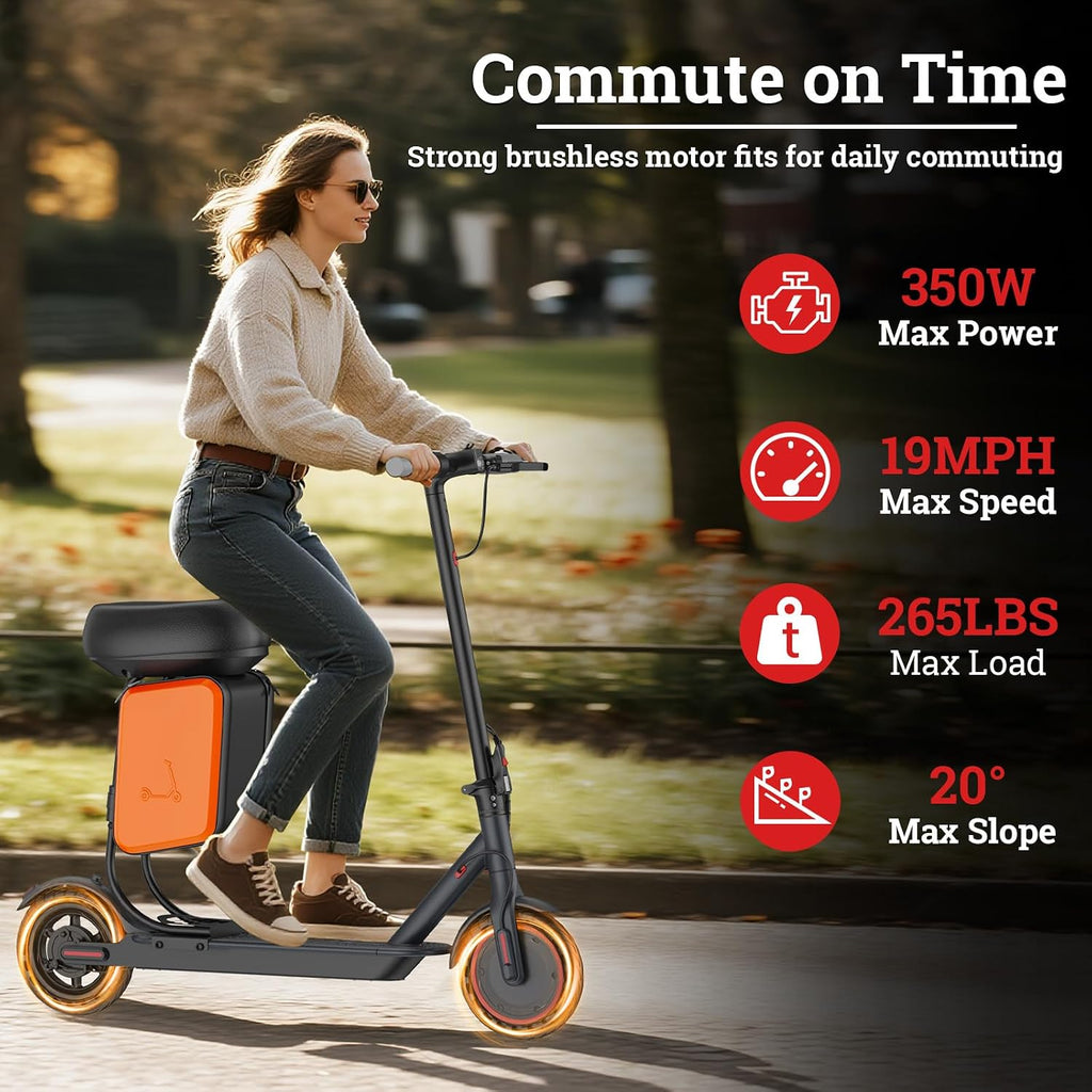 Qlaway Electric Scooter for Adults, 350W/500W Motor, 16-22 Miles Range, 8.5'/10' Solid Tires, Dual Braking & Suspension, Folding Portable Commuting E-Scooter with App