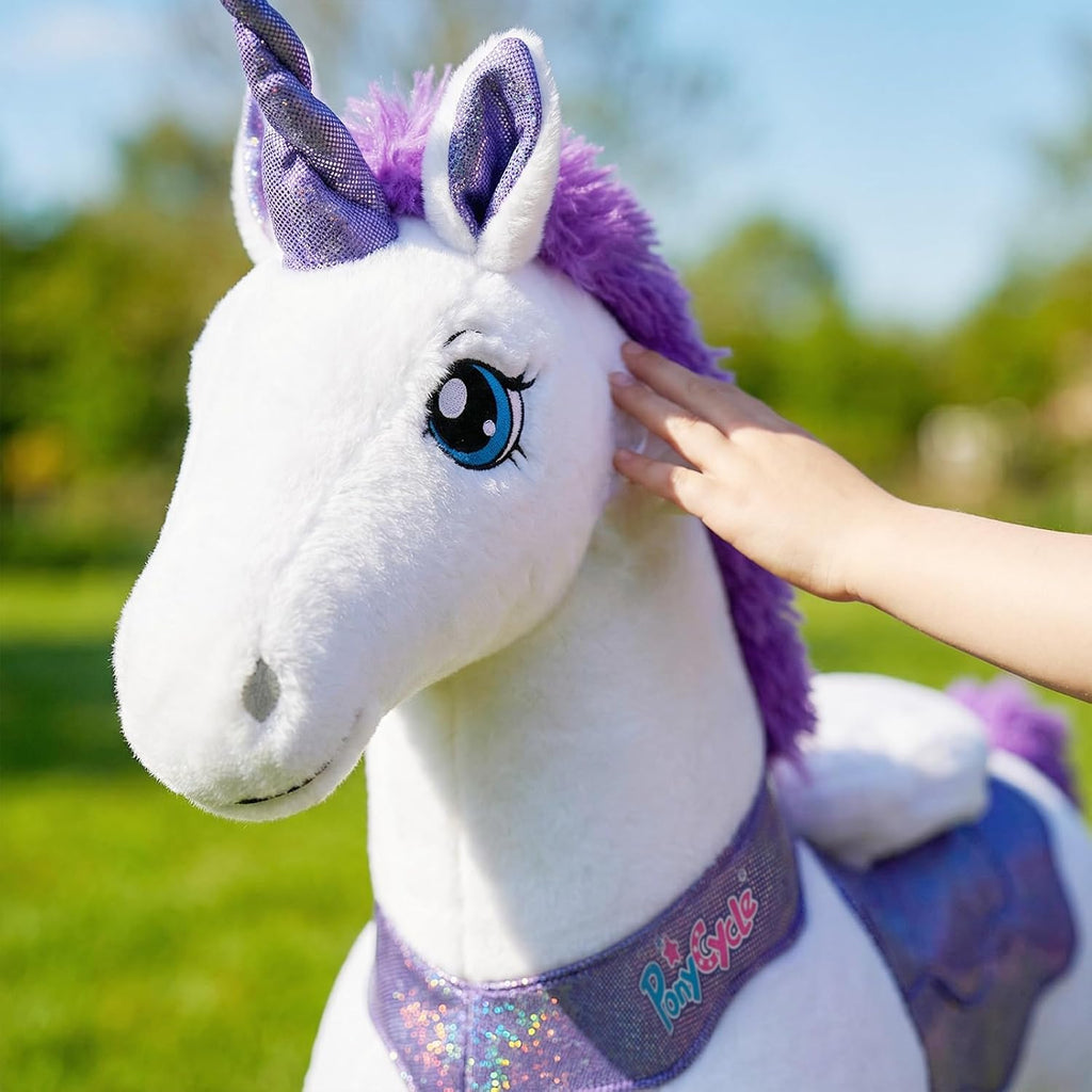 PonyCycle Ride on Unicorn Riding Unicorn Toys with Brake No Battery Required Interactive Toy Unicorn Gifts for Girls (30' Height/Size 3 for Age 3-4) Riding Horse Stuffed Animal E313