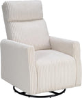 CANMOV Swivel Rocker Chair for Nursery, Swivel Accent Chair with High Back and Arms, Corduroy Glider Chair for Living Room Bedroom Nursery, Beige