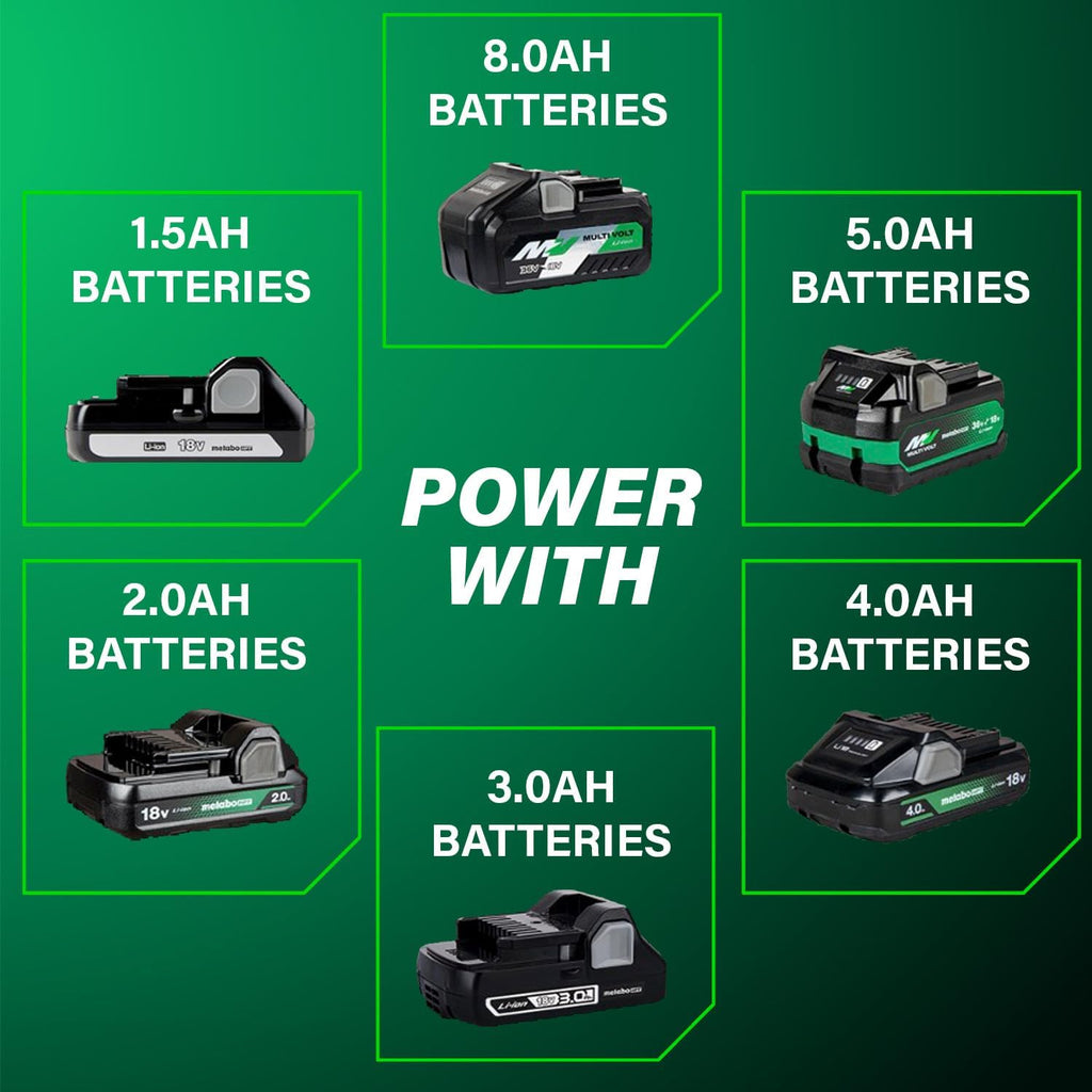 Metabo HPT 18V MultiVolt Cordless Triple Hammer BOLT Impact Driver Set, Power Impact Driver Kit with Case, 2 Lithium-Ion Batteries and Charger, 1/4-Inch Chuck, Compact LightWeight Power Tool, WH18DC