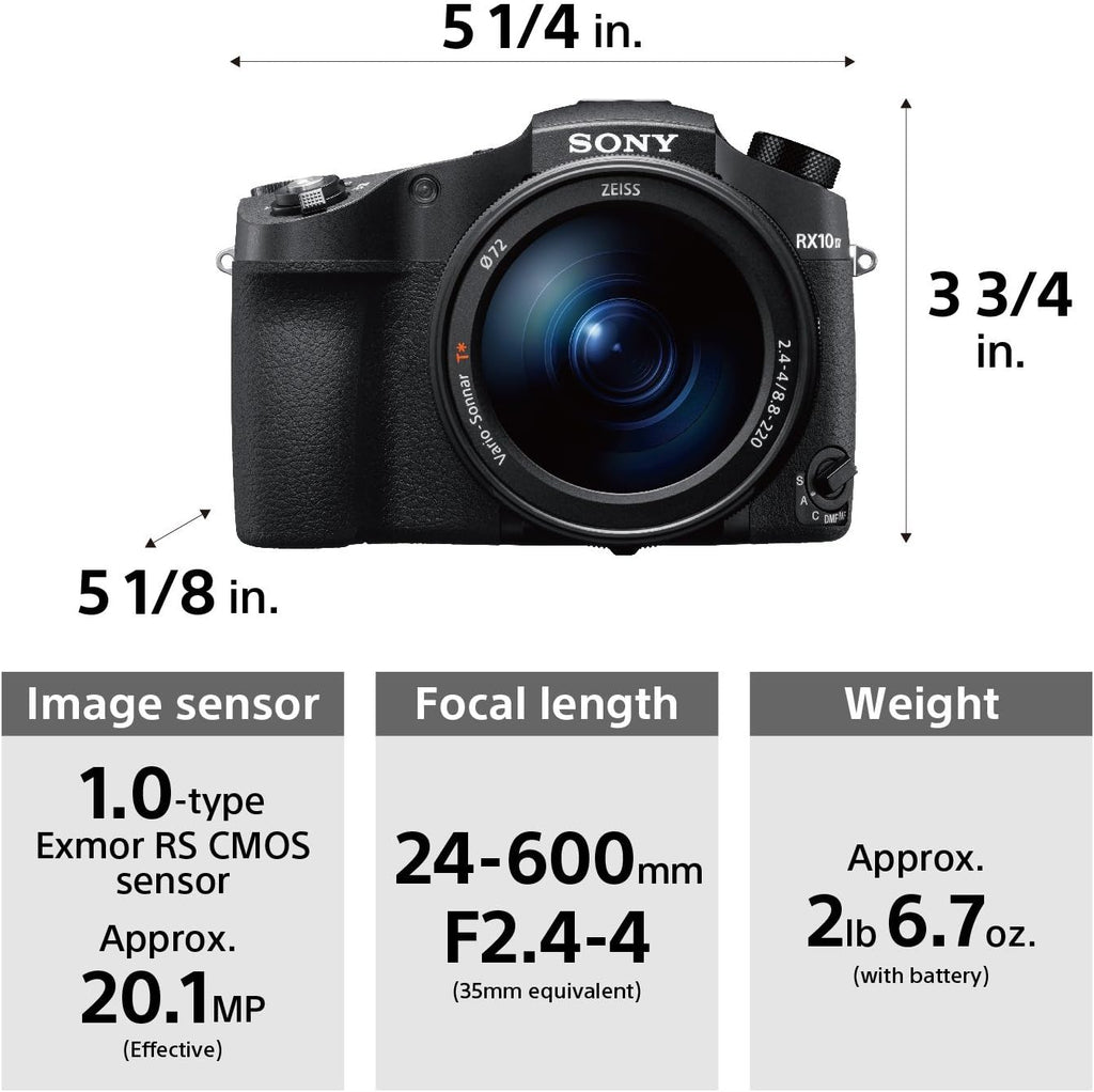 Sony Cyber‑Shot RX10 IV with 0.03 Second Auto-Focus & 25x Optical Zoom (DSC-RX10M4), Black, 2.32