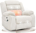 SINCRUMI Power Swivel Rocker Recliner Chair for Adults with Massage and Heat, USB and Type-C Charging Port, Infinite Position, Electric Glider Rocking Chairs for Living Room, Nursery, Pale Grey