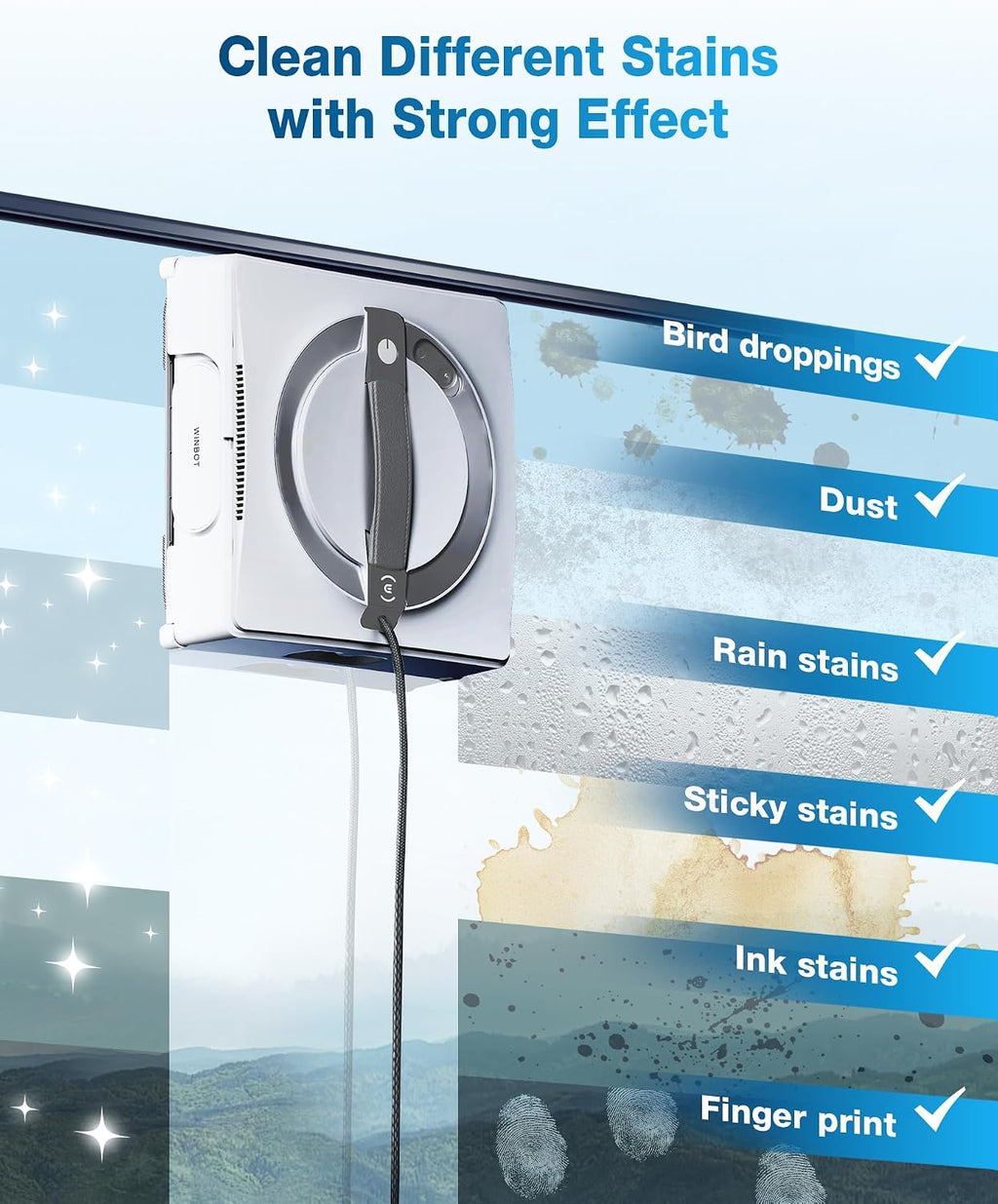 ECOVACS Winbot W2 Omni Portable Window Cleaning Robot, Intelligent Cleaning with Three-Nozzle Wide-Angle Spray Technology, Win SLAM 4.0 Path Planning, Deep Edge Cleaning, 5500Pa Suction Power