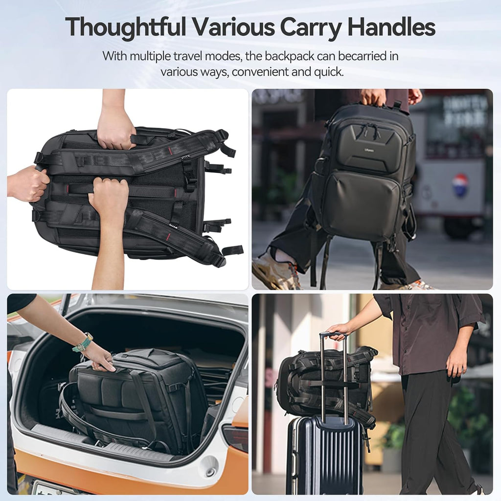 ULANZI BP10 Hardshell Camera Backpack 35L for DSLR Professional Photography Video Accessories Travel Tripod Strorage Large Splash-proof Hardshell Bag for Sony Canon Women Men w Tripod&Laptop Holder