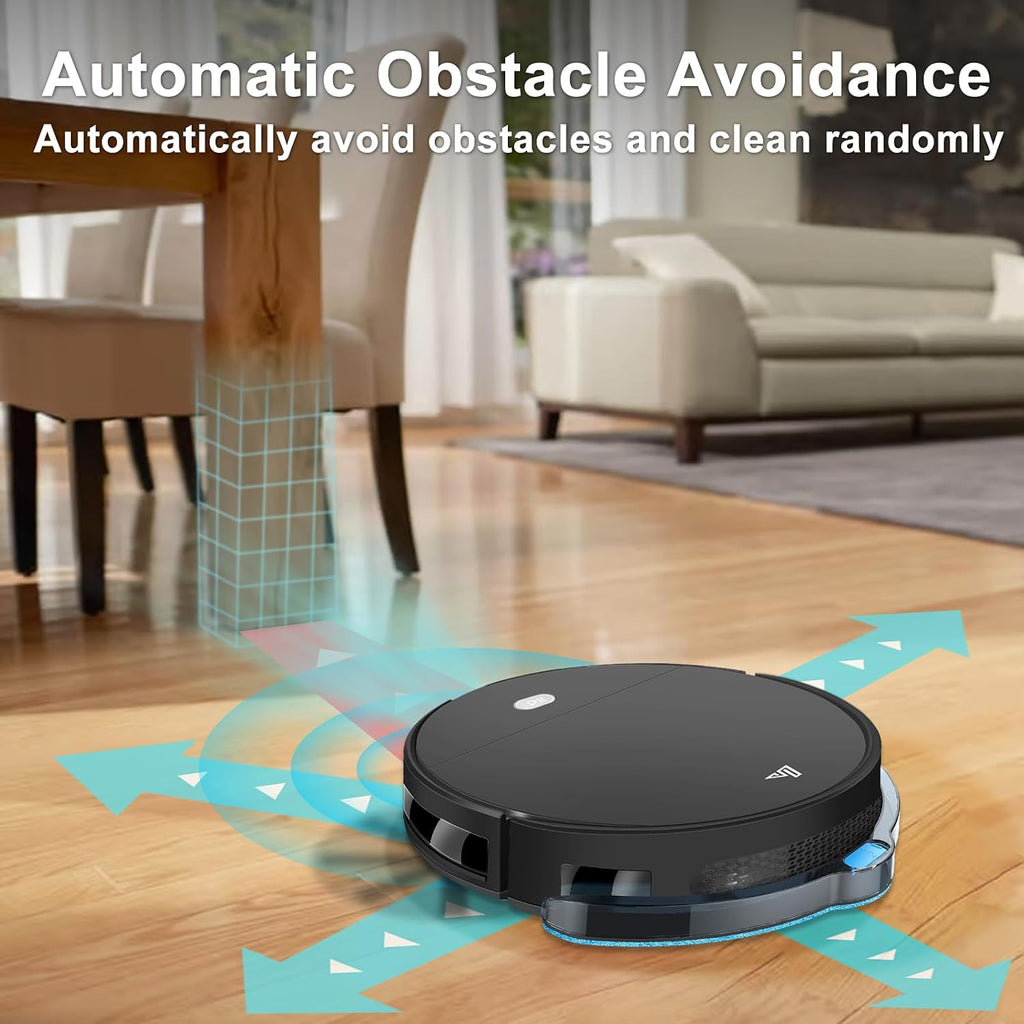 Robot Vacuum and Mop Super Thin 2 in 1 Robotic Vacuum Cleaner Up to 4500Pa Suction with Schedule Clean Mute Super Remote Control/App/Voice utomatic Recharge Ideal for Pet Hair Vacuums All Floors-Black