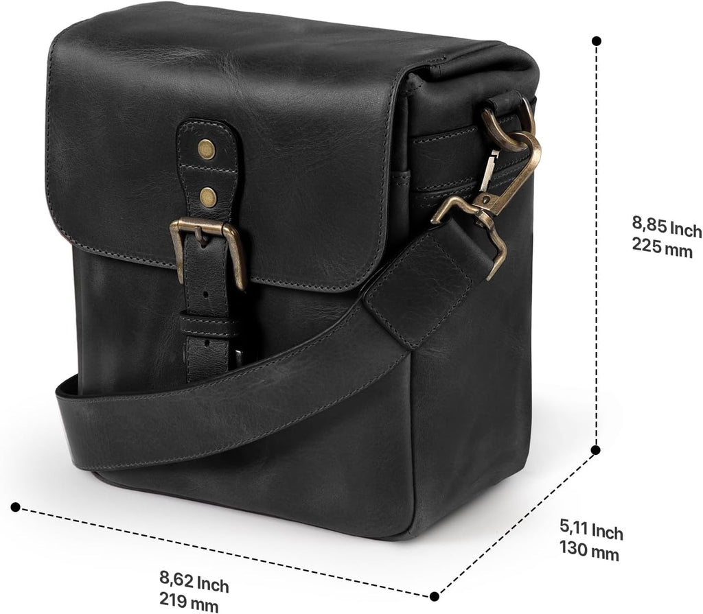 MegaGear Genuine Leather Camera Messenger Bag Mirrorless Portable electronic device cover