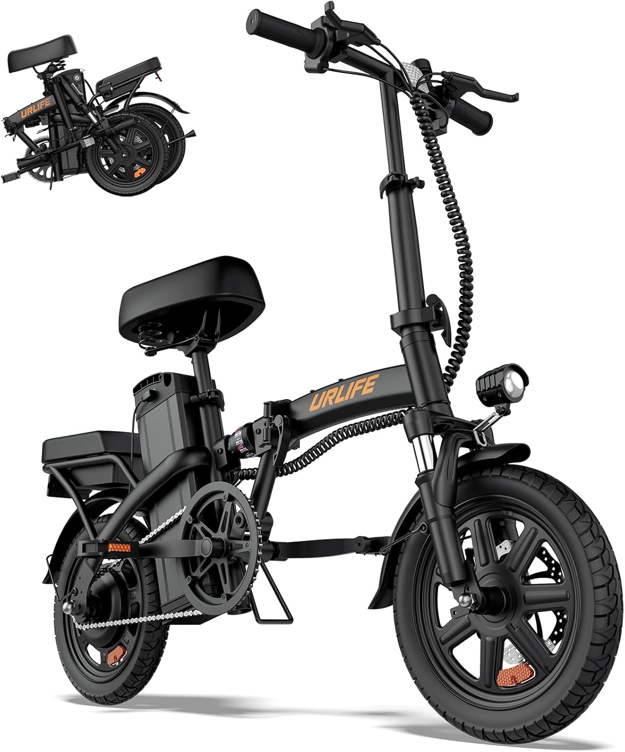 URLIFE Folding Electric Bike for Adults, 14' Portable Commuter ebikes, 20-40 Mile Long Range, 500W Peak Motor, 20MPH, UL 2849 Mini Bikes for Teens