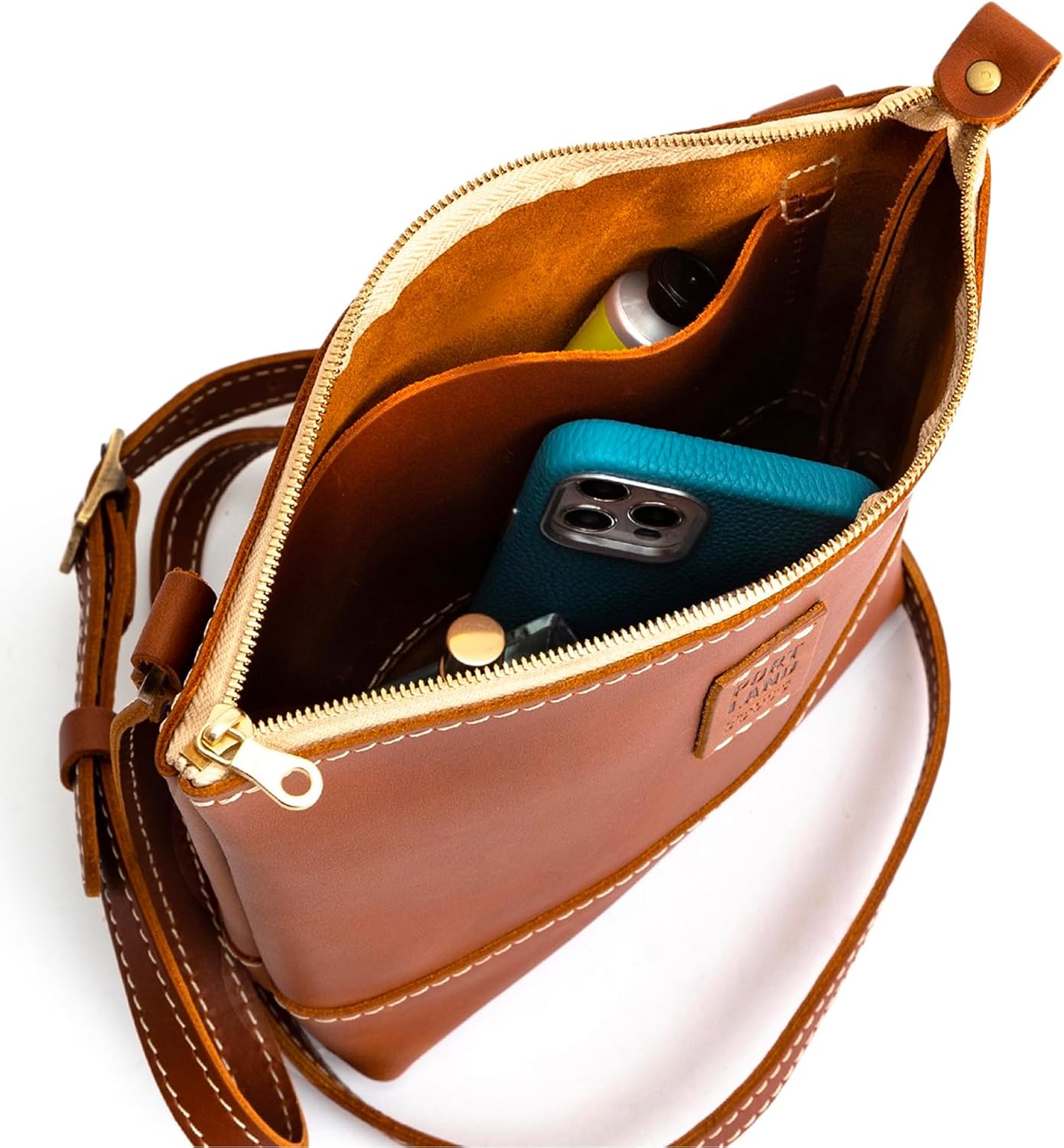 Portland Leather Goods Festival Bag – Lightweight Leather Crossbody Purse – Handmade from the Finest Full-Grain Hides