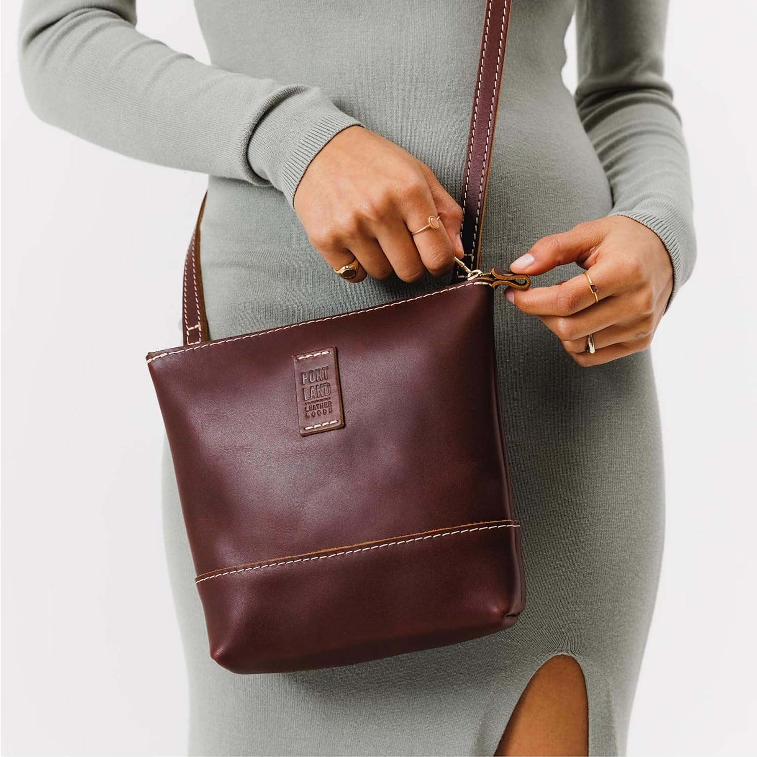 Portland Leather Goods Festival Bag – Lightweight Leather Crossbody Purse – Handmade from the Finest Full-Grain Hides