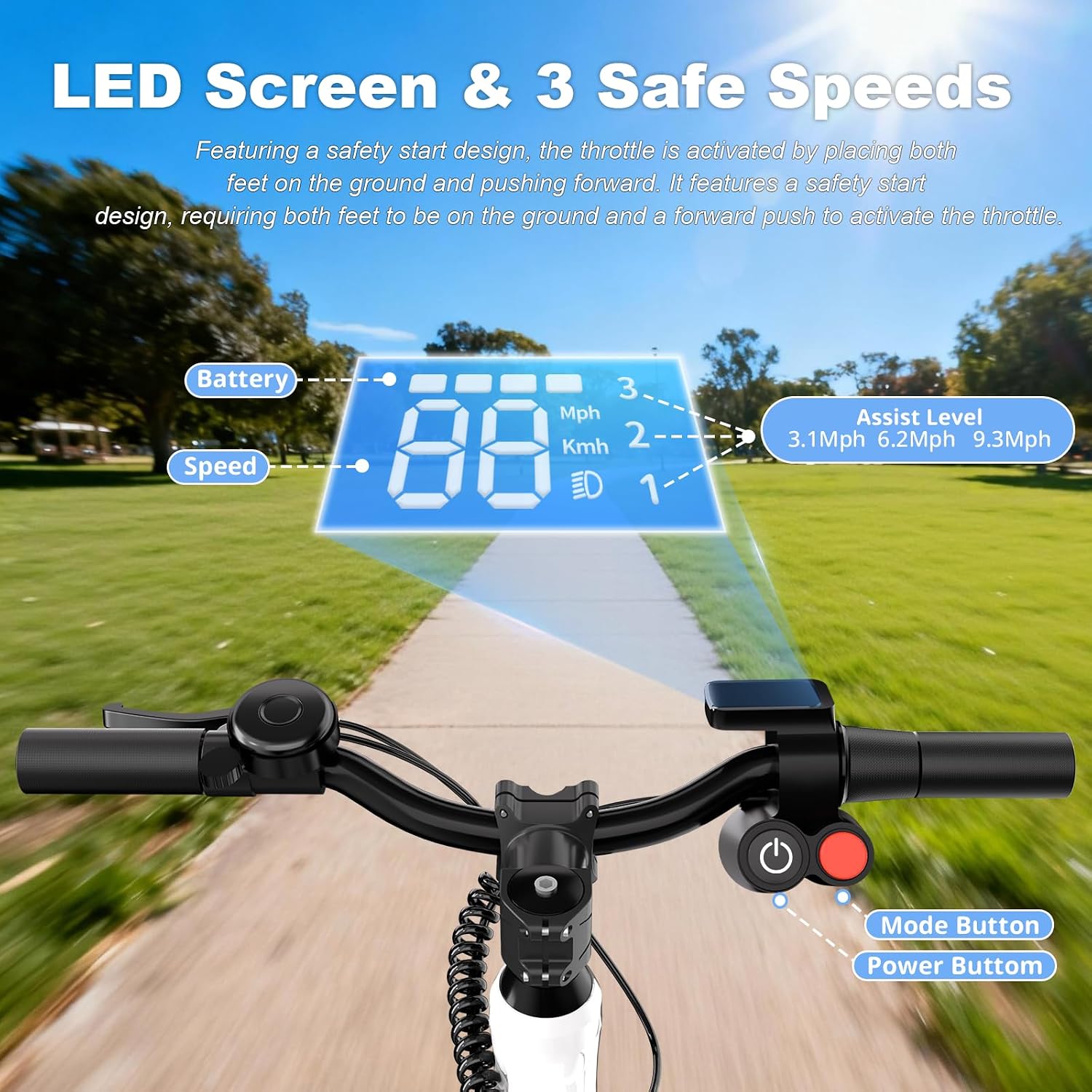 YunTopKids Electric Balance Bike for Kids Ages 3-5, 12 Inch Tires,Safe Start,3 Speeds up to 9.3 MPH,LCD,180W 24V Kids Electric Bike with Adjustable Seat,Fast Charger,LED Light