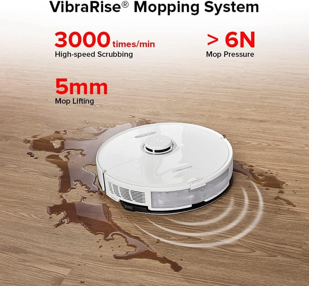 roborock S8+ Robot Vacuum, Sonic Mop with Self-Empty Dock, Stores up to 60-Days of Dust, Auto Lifting Mop, Ultrasonic Carpet Detection, 6000Pa Suction, White (Renewed)