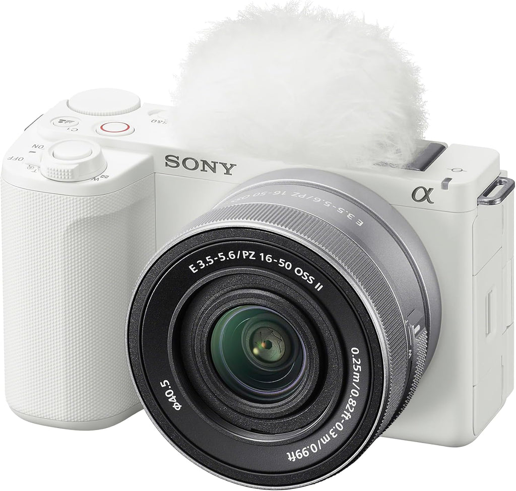 Sony Alpha ZVE10 II - APS-C Interchangeable Lens Mirrorless Content Creators' Camera - White - with Lens