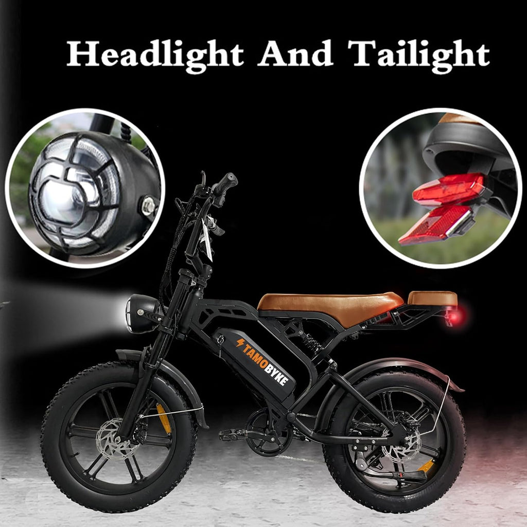 Tamobyke V20 Series Moped 750W/1500W Electric Bike for Adults,28mph/30mph/33mph Ebike&25-68Miles PAS Range,48V15.6ah/18.2ah/ (874Wh) Larger Battery, 20'' Fat Tire Electric Bike,UL 2849 Certified.