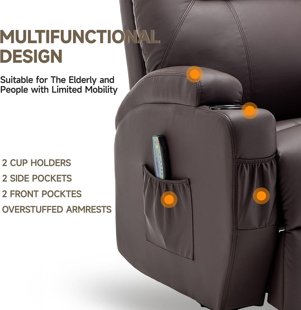 Korser Recliner Chair, Rocker Recliner Chair with Massage and Heat, Manual Recliner Chairs for Adults, 360° Swivel Rocker Recliner with Remote Control and Cup Holder for Living Room, Nursery