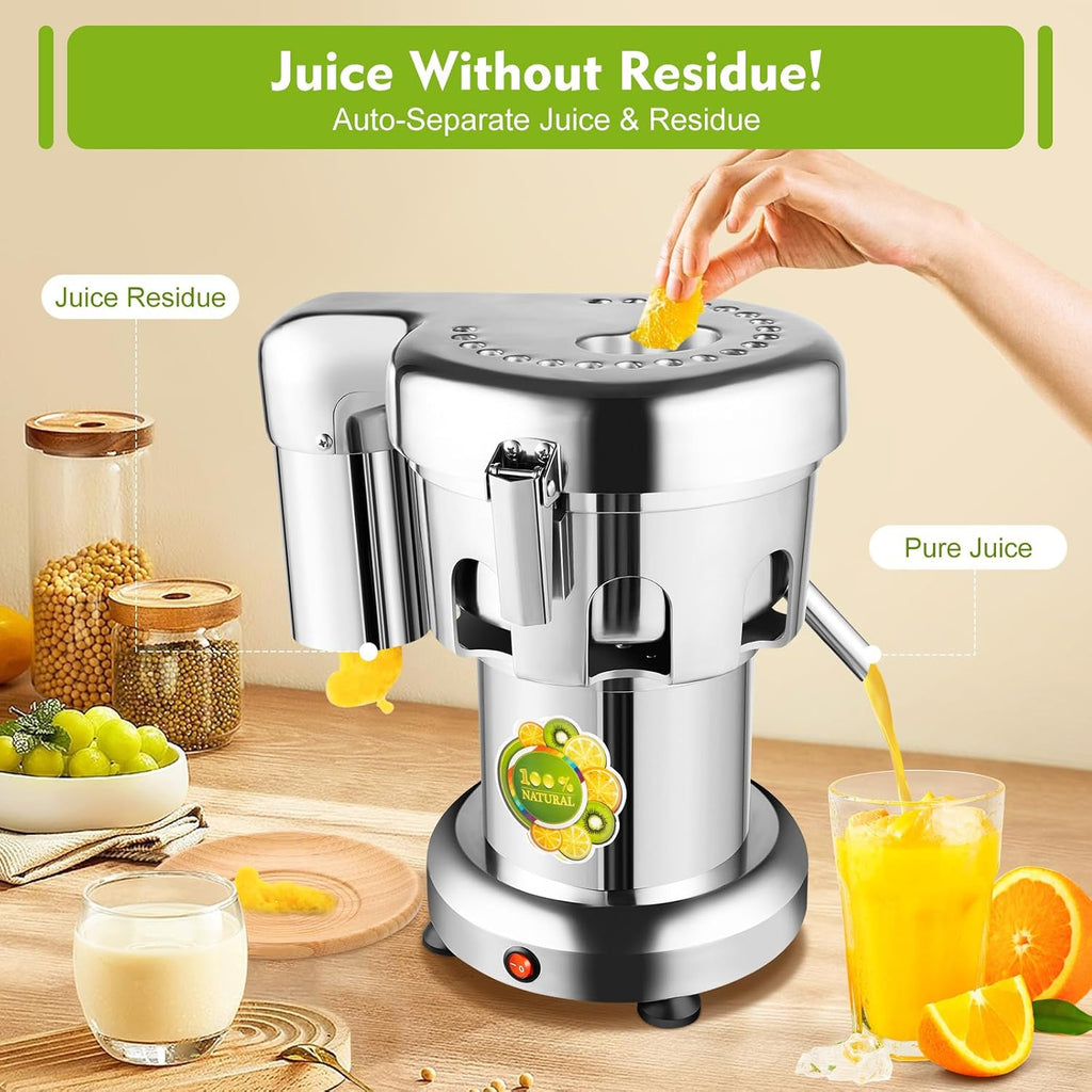 Commercial Juicer Heavy Duty,110V Electric Centrifugal Juicer Machine,Aluminum Casting And Stainless Steel Constructed Centrifugal Juice Extractor Juicing Both Fruit And Vegetable