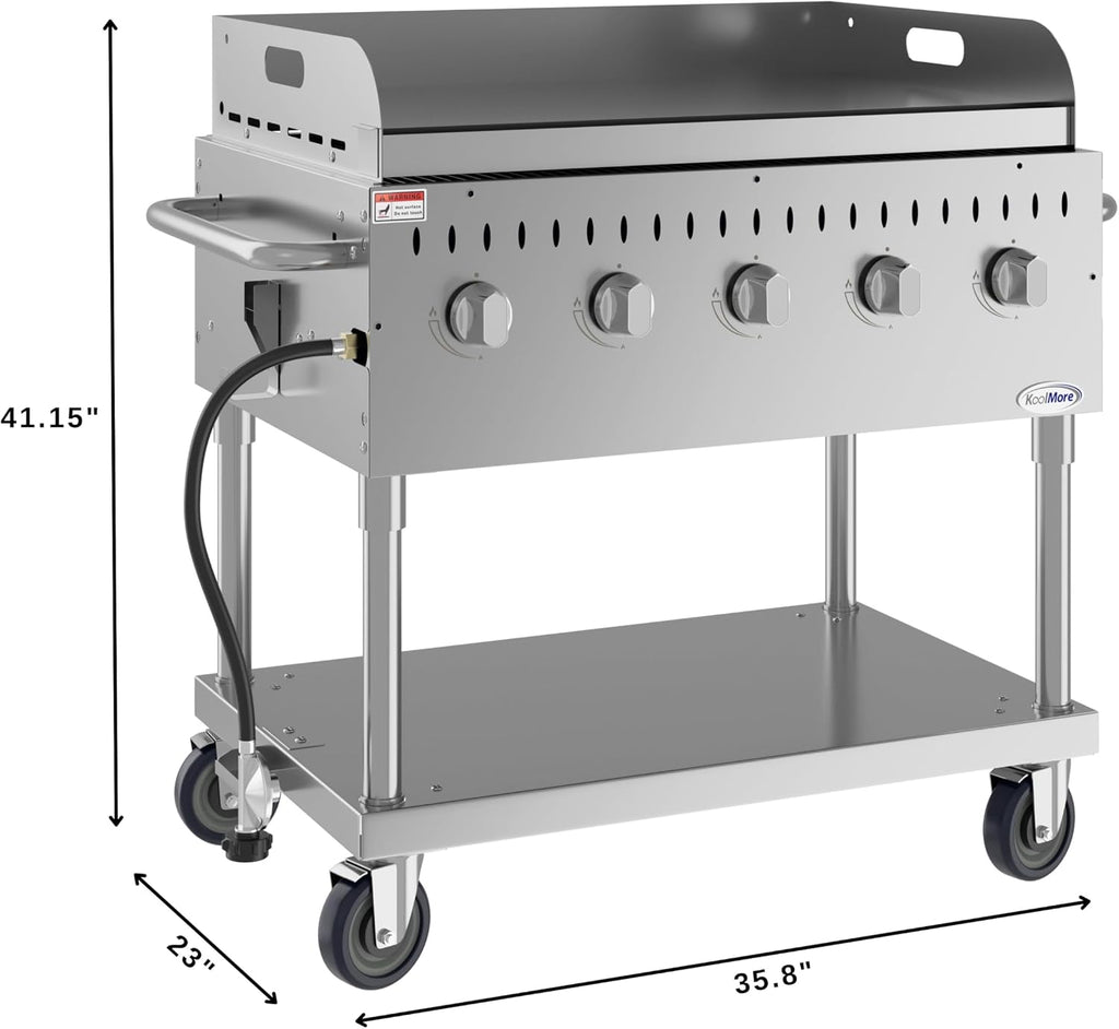 36 in. Commercial Outdoor Propane Grill with Griddle in Stainless-Steel, ETL Listed (CGKIT3-36G)