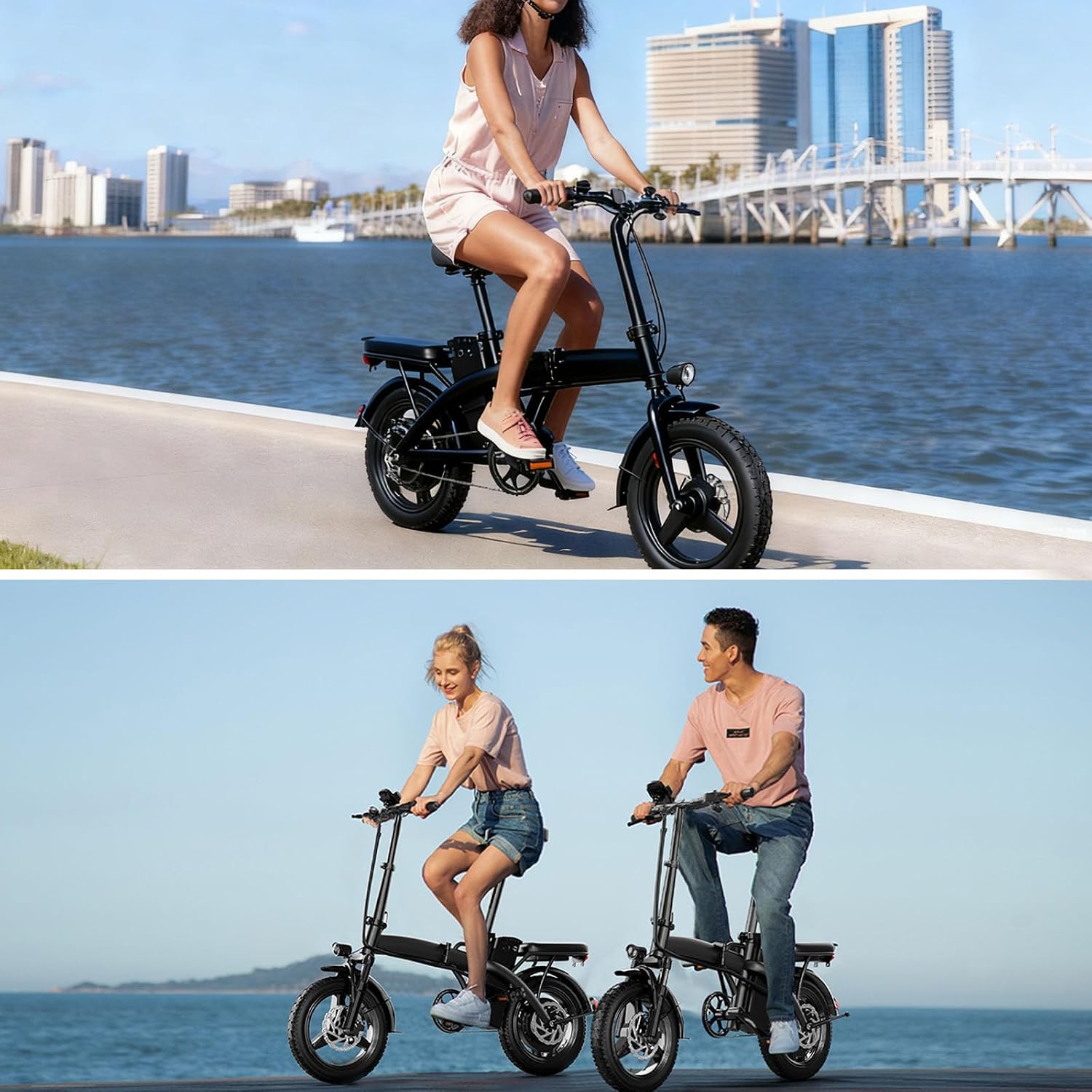 Electric Bike for Adults 500W Peak Motor, 14' Folding Ebike Max 23MPH, Electric Bicycle with 48V12AH Removable Battery, 35Mile PAS Range, Multi-Shock Absorption,UL 2849,Commuting Mini E Bikes
