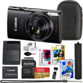 Canon PowerShot ELPH 360 HS A Digital Camera Bundle (Black) + Accessory Package Including Sandisk 128GB Extreme Micro Card, Grip, Pouch & Photo/Video Editing Software Package (16 Items)